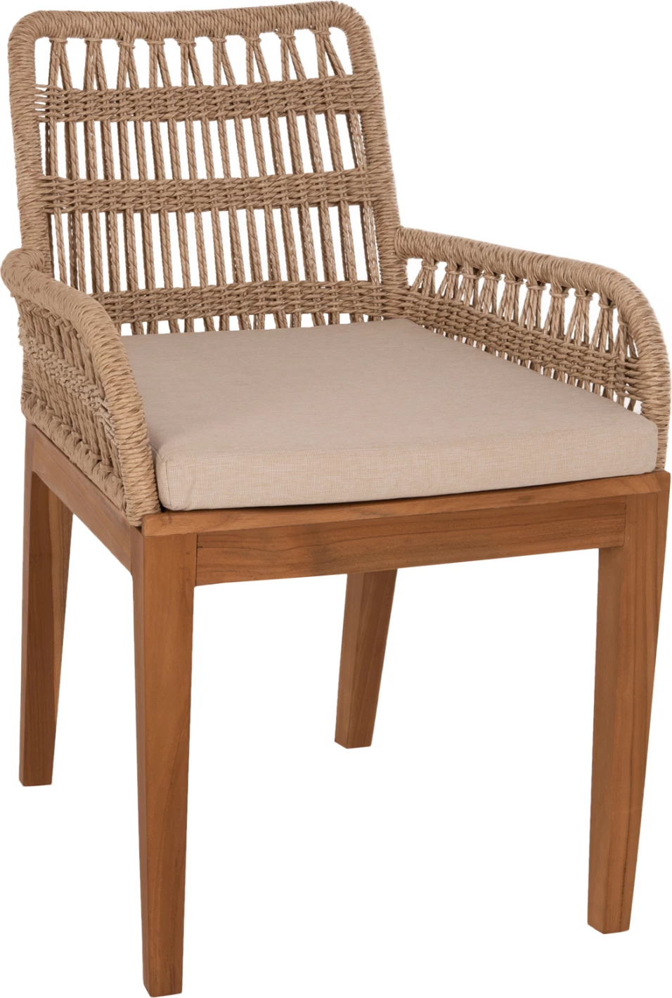 Stol STARDOM iz tikovine in vrvi v naravni barvi 57x65x83H cm