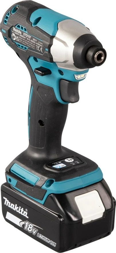 Vrtalni udarni ključ, Makita DTD157Z, brezkrtačen, 18 V, 1/4", 3000 RPM, črno/zelena