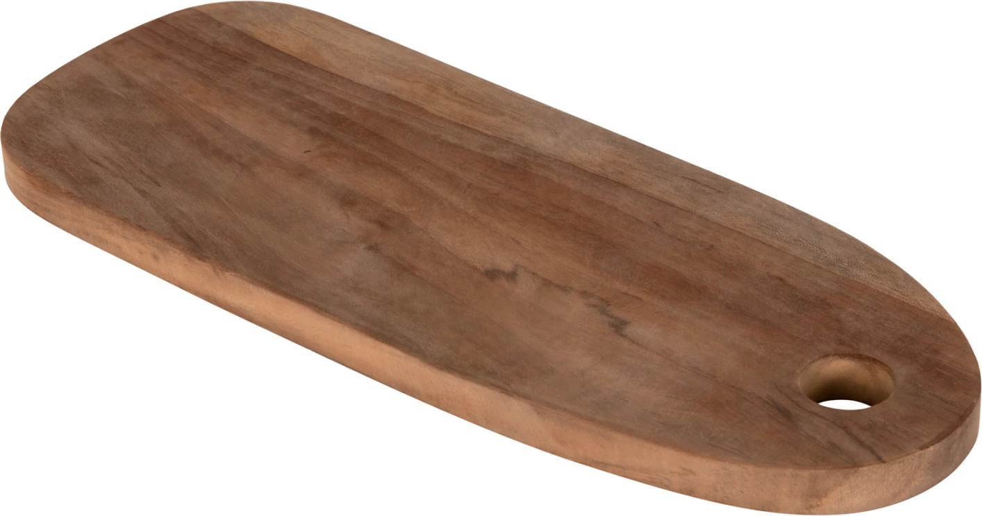 Deska za rezanje v podolgovati obliki FH4286 iz tikovine v naravni barvi z luknjo za obešanje 15x39x2Hcm