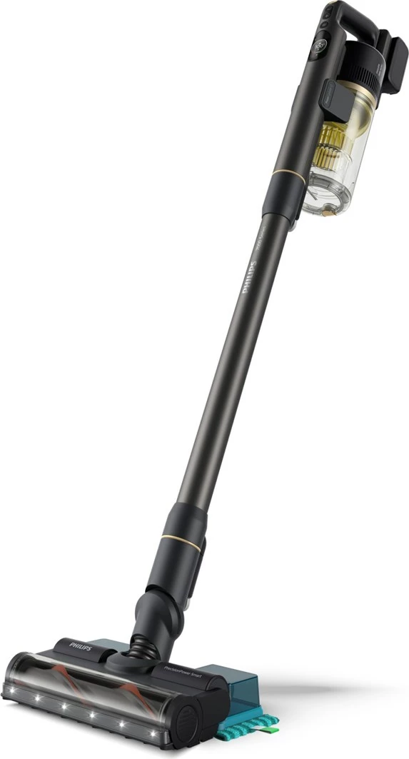 Brezžični pokončni sesalnik za suho in mokro čiščenje, Philips 7000 series Aqua XC7057/01, 0,6 L, Li-Ion, črn