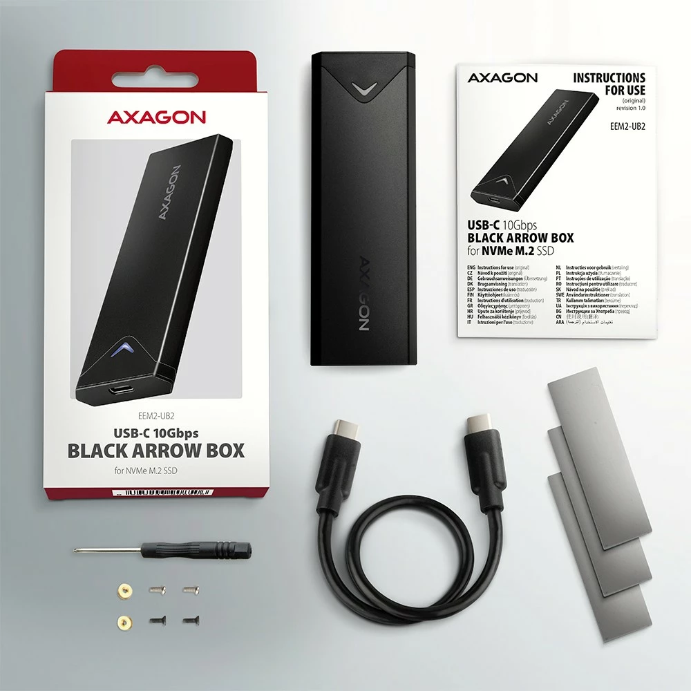 Zunanja ohišje za M.2 NVMe SSD AXAGON EEM2-UB2, USB-C 3.2 Gen 2, črno Zunanja ohišje za M.2 NVMe SSD AXAGON EEM2-UB2, USB-C 3.2 Gen 2, črno