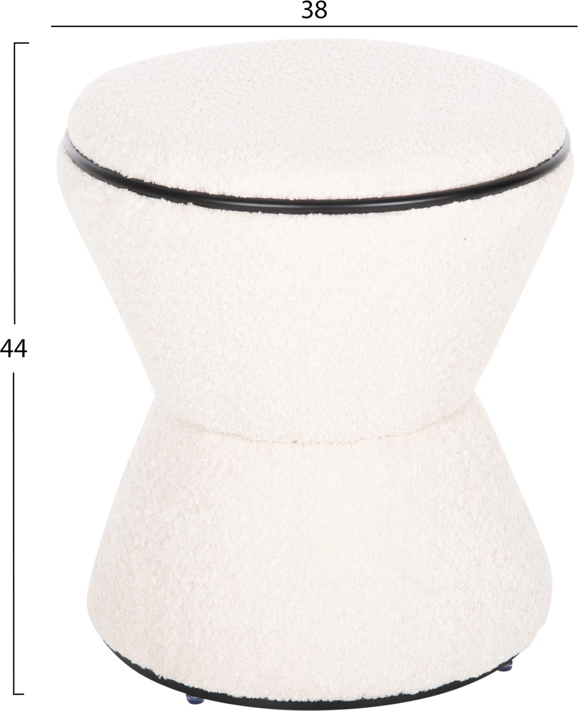 Okrogli stol LINNER FH9604.06 iz boucle tkanine ecru-črna podrobnost D38x44 cm