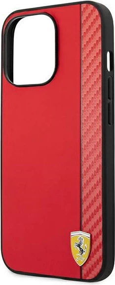 Zaščitna ovitek Ferrari On Track Carbon Stripe za iPhone 13 Pro Max 6,7", rdeč