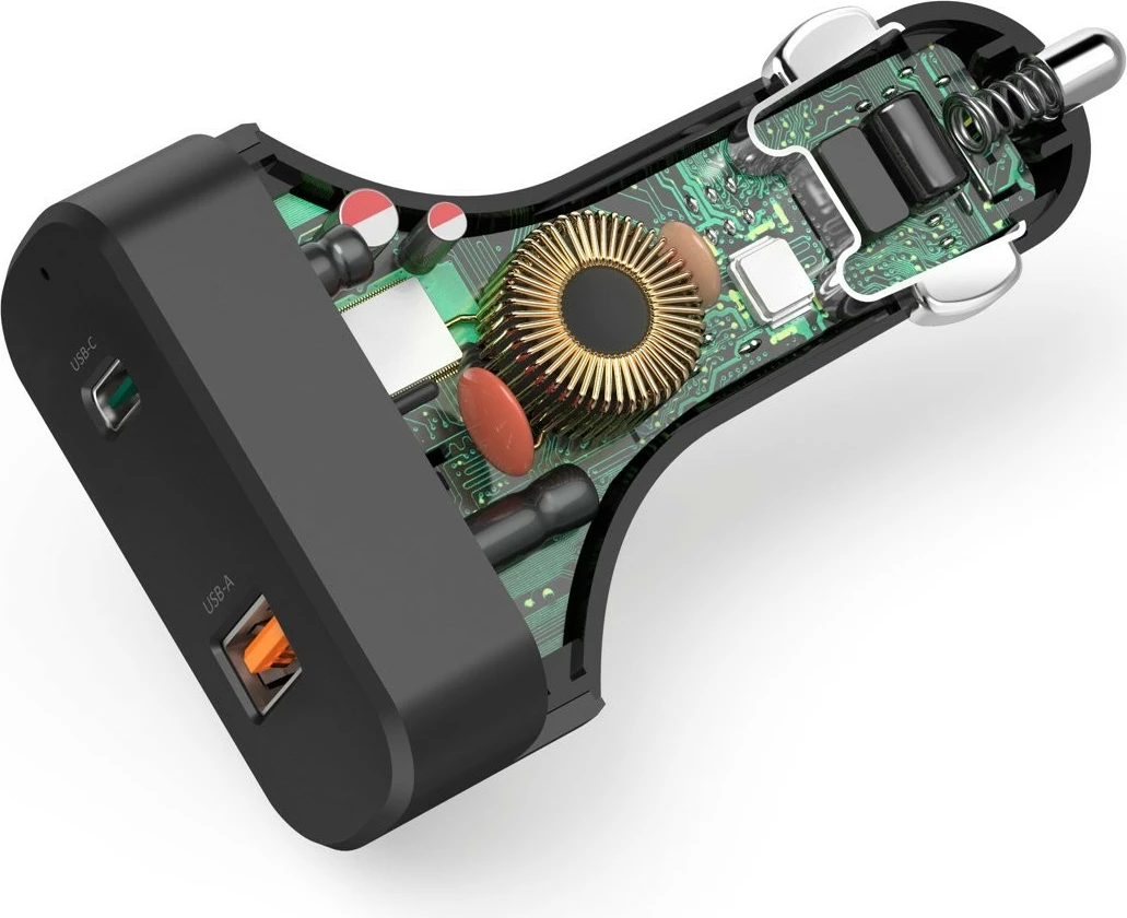 Avto polnilec Hama 200018, 65 W, USB-C in USB, 1,5 m, črn