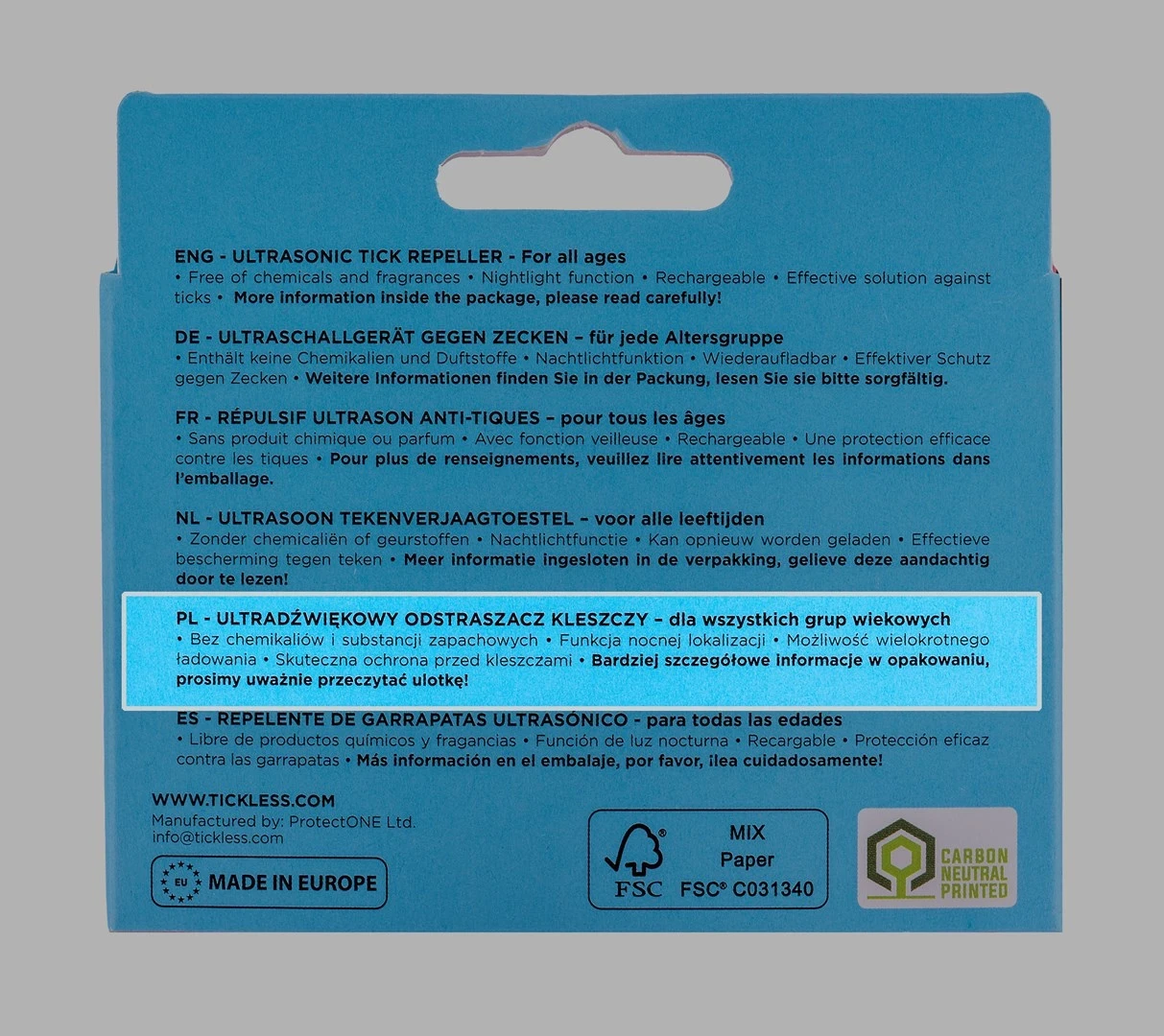 Repelent proti klopom TICKLESS Run, moder