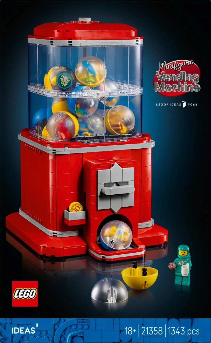Set za gradnjo Minifigure Machine, LEGO Ideas 21358, 1343 kosov, 18+, rdeč