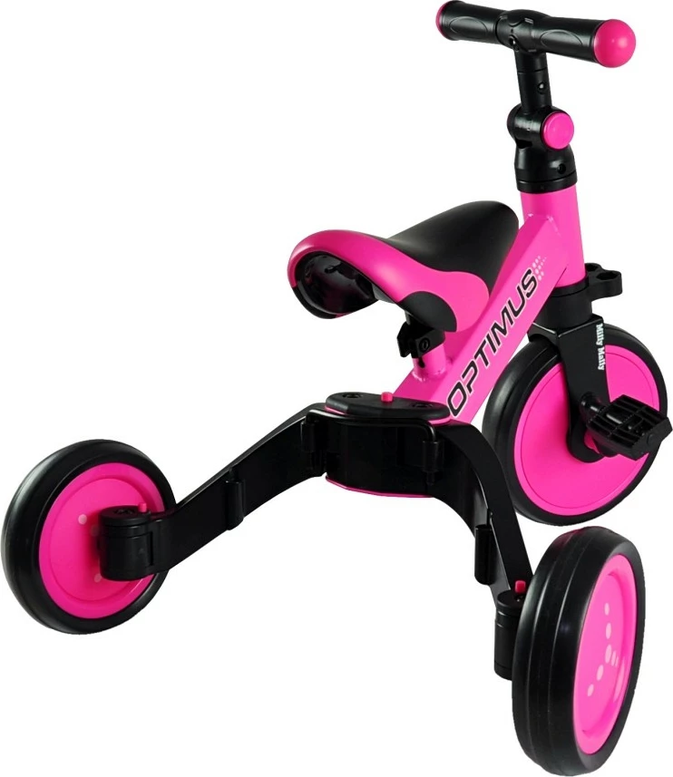 Tricikel 3-v-1 za deklice, Milly Mally Optimus, roza