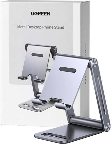 Ravni nastavljiv držalnik za telefon/tablico UGREEN LP263, aluminij, siv