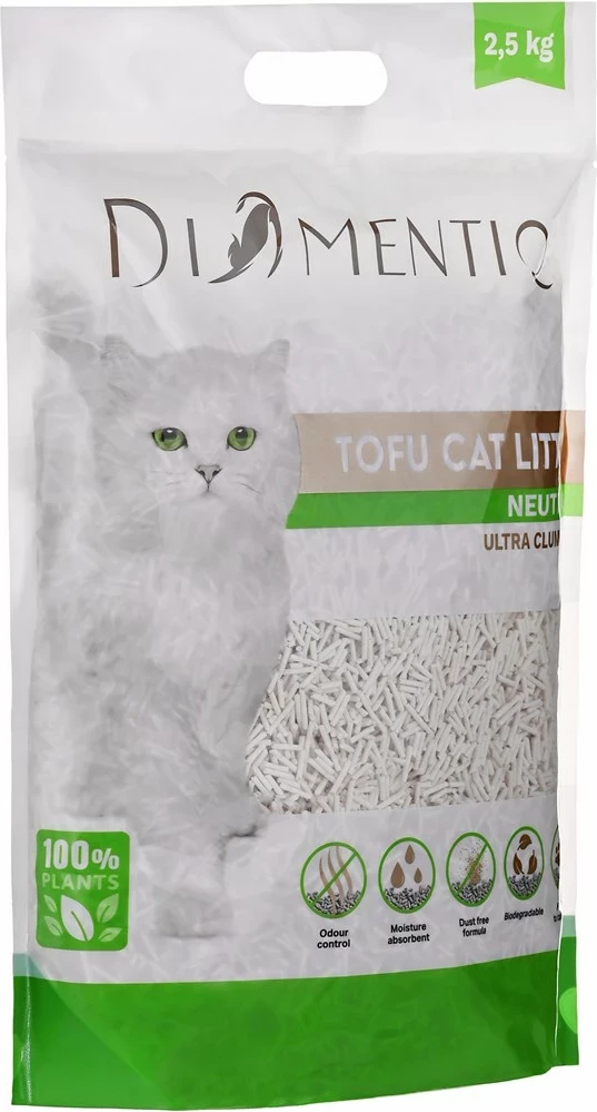 Leter za mačke Tofu Neutral Ultra, DIAMENTIQ, 2,5 kg