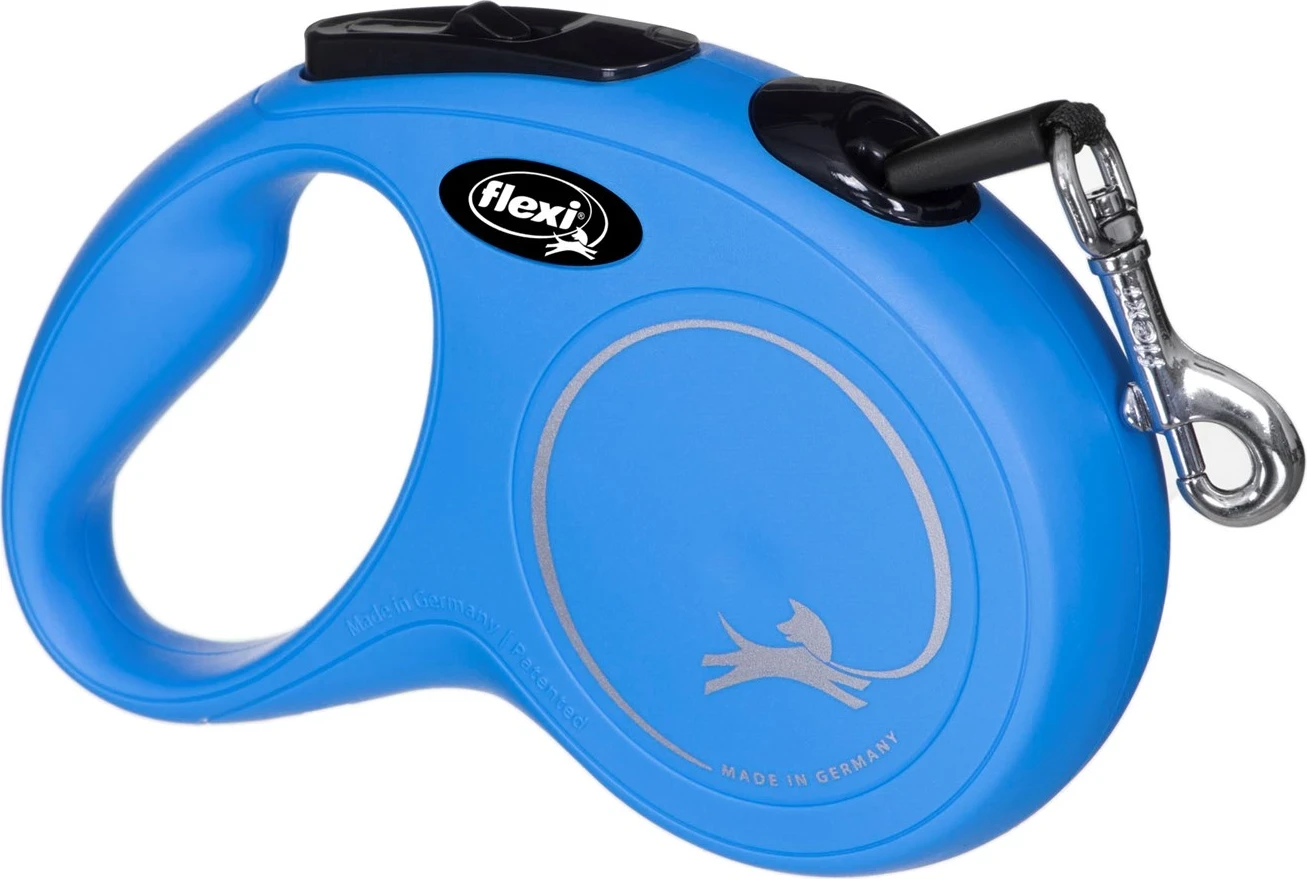 Zvitljiv povodec Flexi New Classic, 5 m, moder