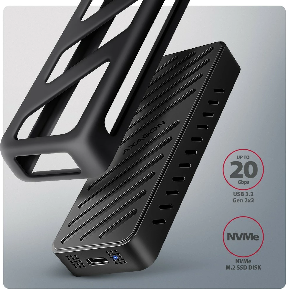 Zunanje ohišje za SSD M.2 NVMe AXAGON EEM2-20G, USB-C 3.2 Gen 2x2, 20Gbps, alumin, črno Zunanje ohišje za SSD M.2 NVMe AXAGON EEM2-20G, USB-C 3.2 Gen 2x2, 20Gbps, alumin, črno