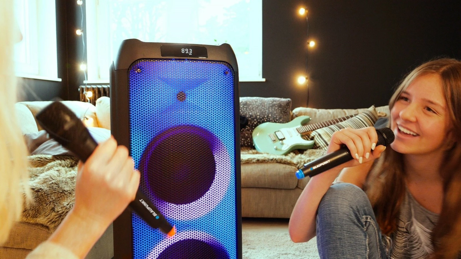 Zvočnik PartyBox z Bluetooth, karaoke, 1000 W, črn, 2 brezžična mikrofona, Blaupunkt PB10DB