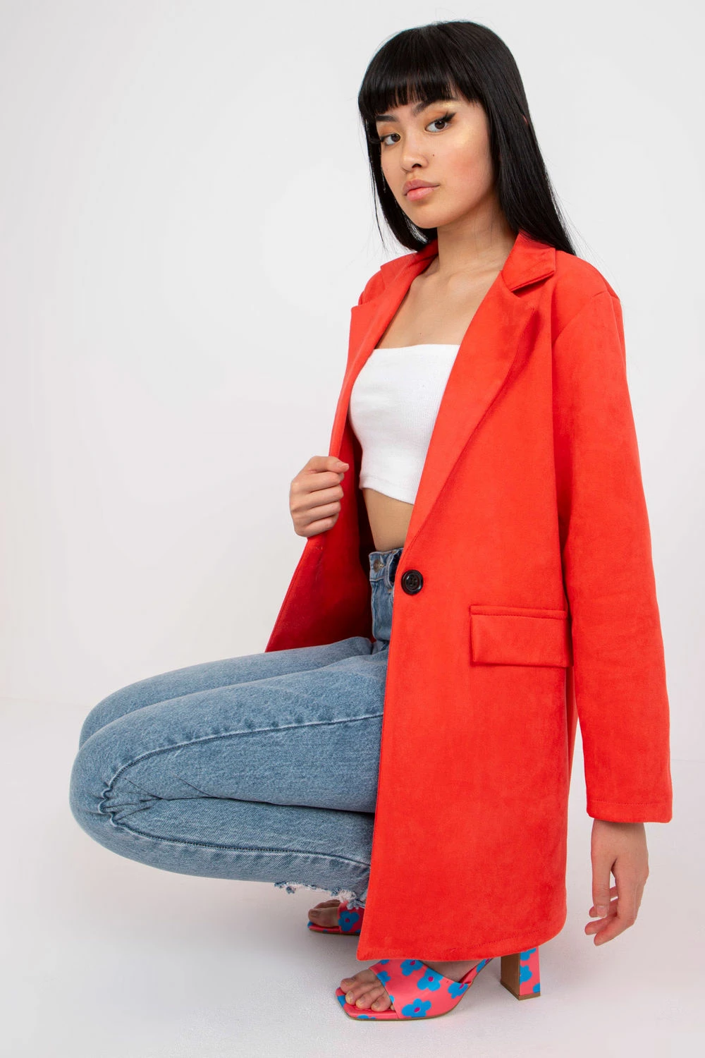 Jakna iz umetnega žameta Italy Moda 165397, rožnata