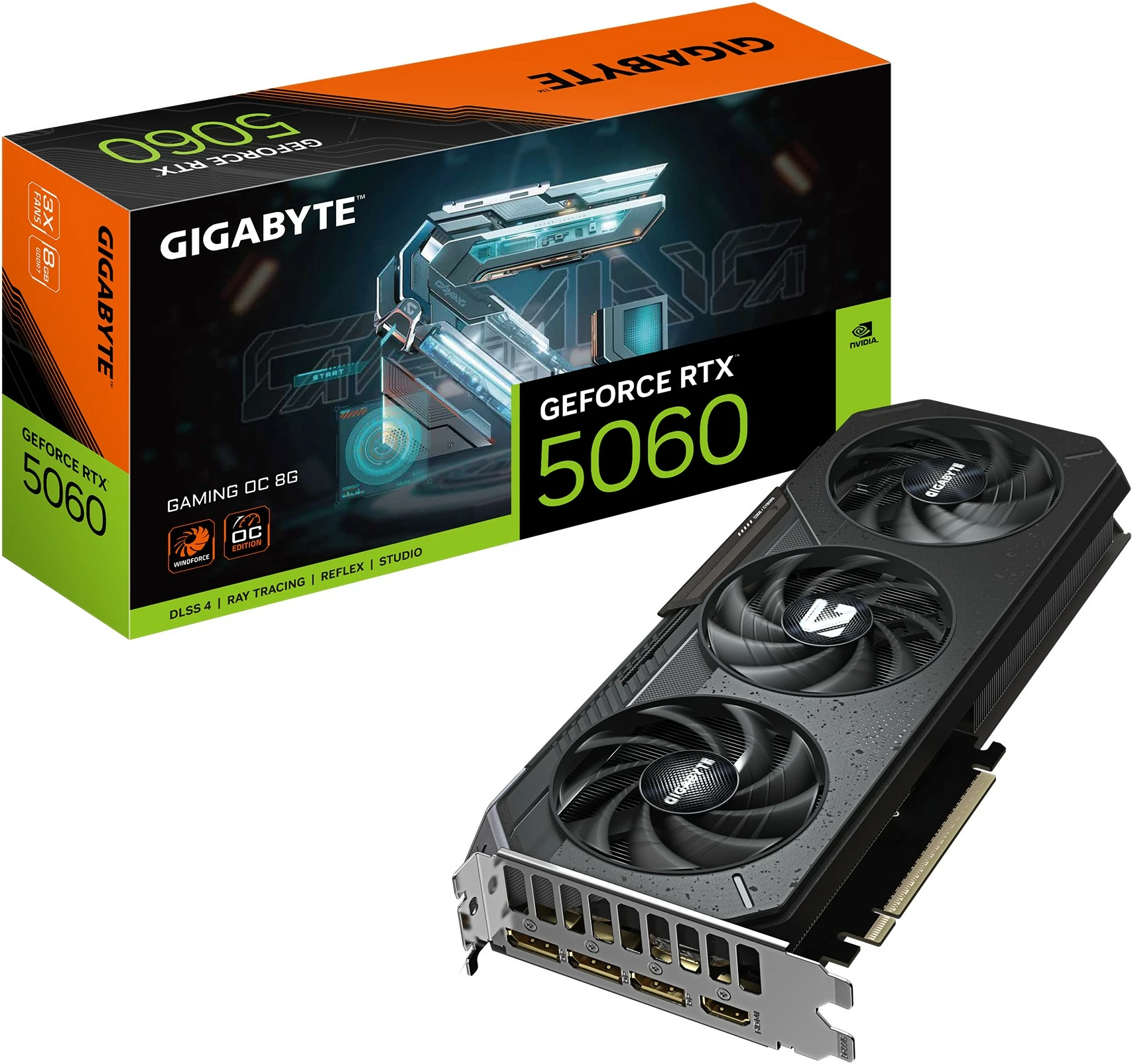 Grafična kartica Gigabyte RTX 5060 Gaming OC 8GB GDDR7, 3 ventilatorji