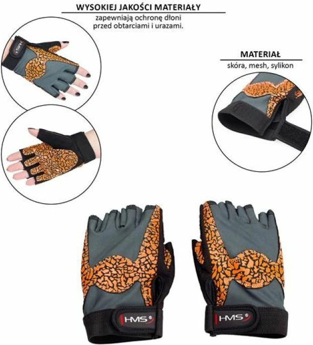 Dlančniki za vadbo HMS, oranžno/sivi