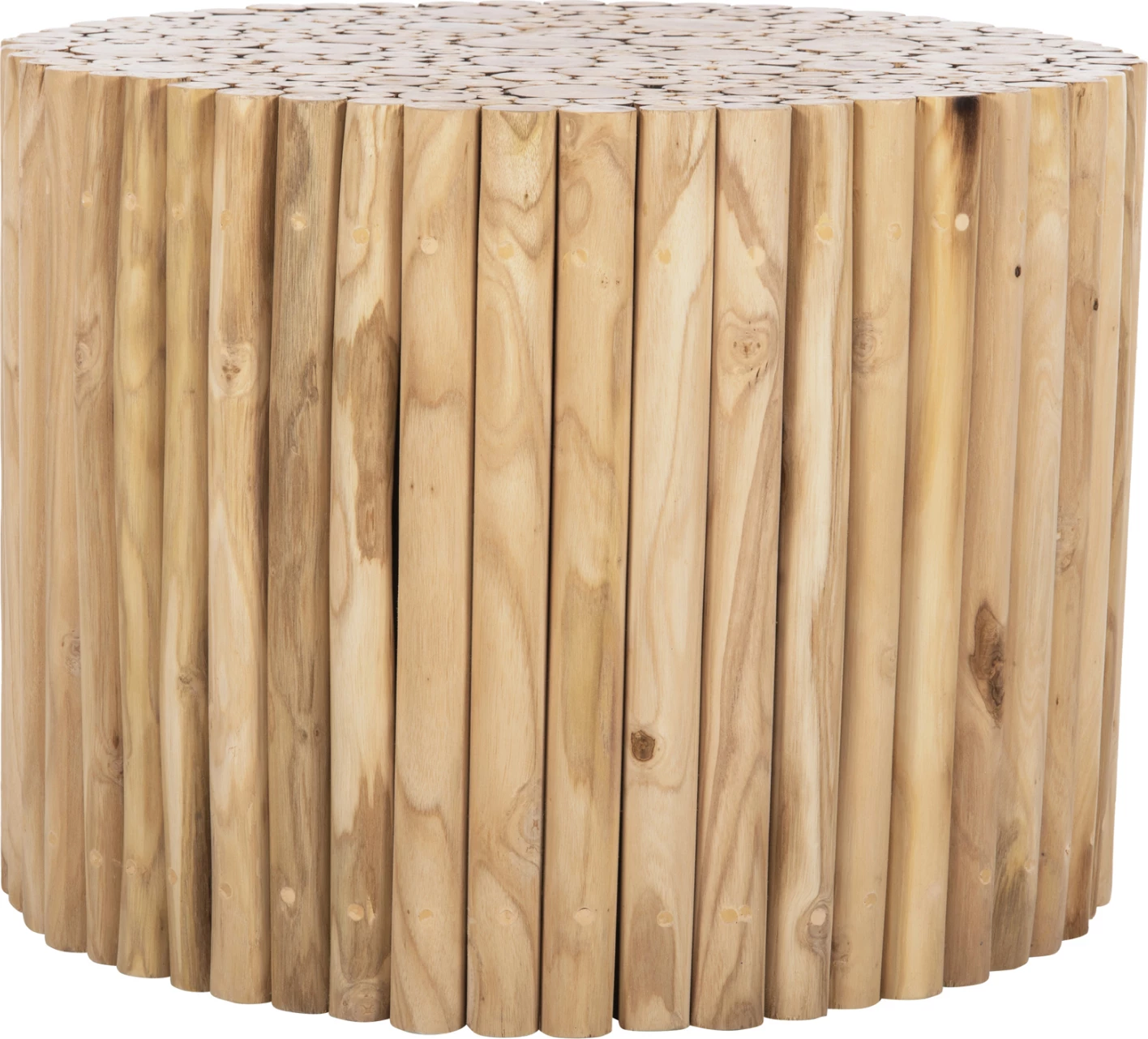 Okrogla klubska mizica COOTER FH9864 iz vej tikovine - naravna Φ60,5x46Hcm