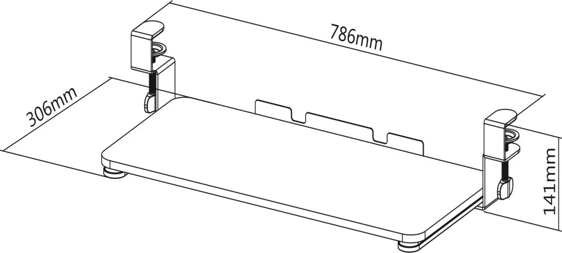 Nosilec za tipkovnico pod mizo, Maclean MC-839, črn