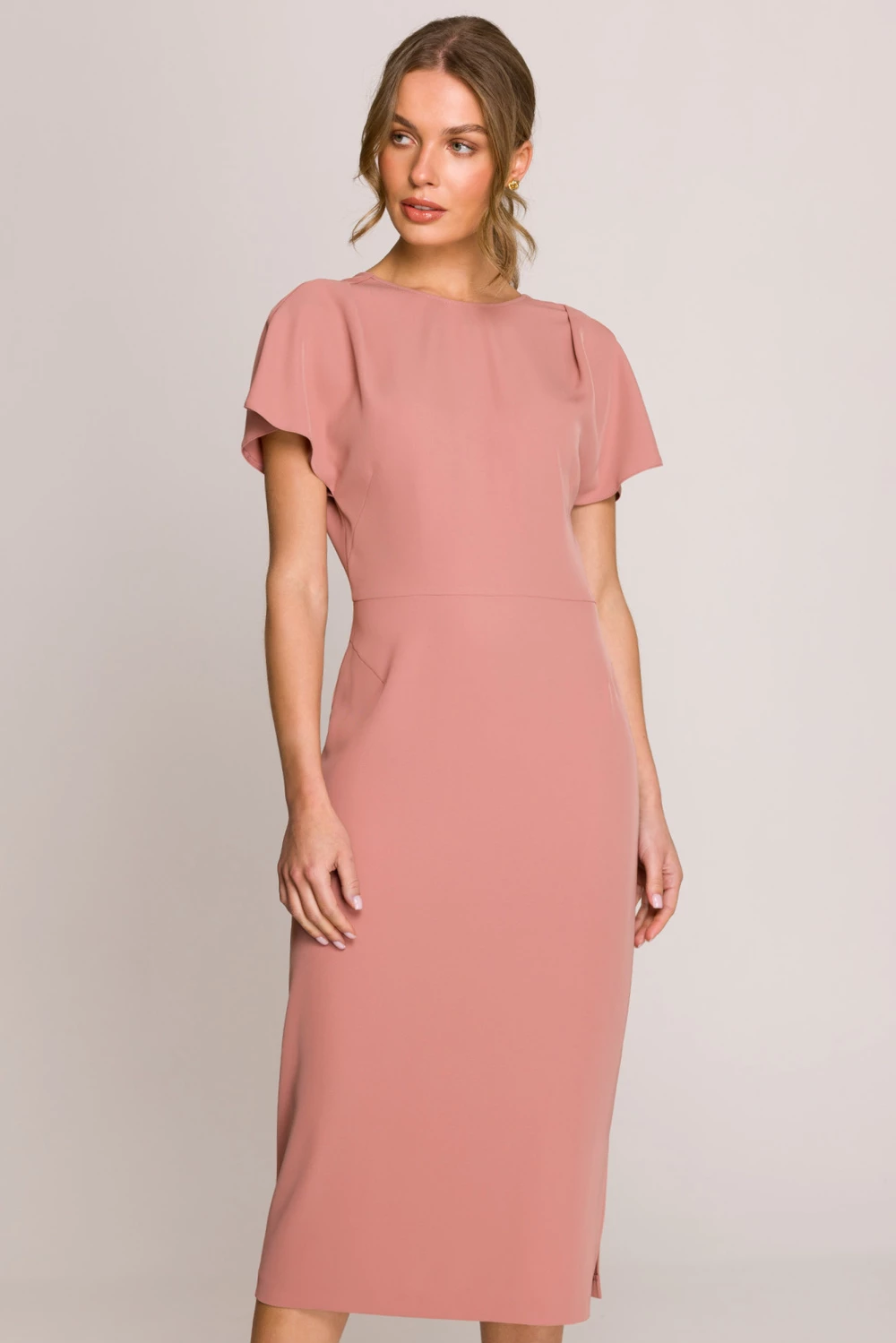 Elegantna midi obleka Stylove 209106, roza