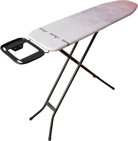 Daska za likanje Vileda Diamond S, 114 x 33 cm, s stojalom za likalnik, črno/roza/vijolično/belo