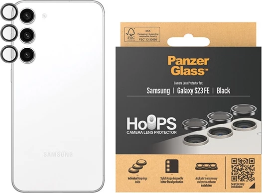 Zaščita za kamero PanzerGlass Hoops za Samsung Galaxy S23 FE, črno aluminijasto ohišje