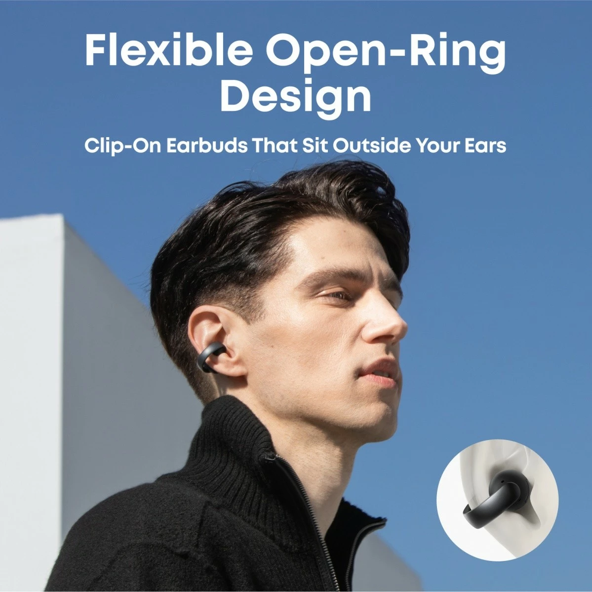 Slušalke Bluetooth z zaponko za uho Anker Soundcore AeroClip A3388G11, Bluetooth 5.4, 24 h baterija s polnilnim ohišjem, mikrofon, USB-C, črne