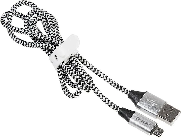 USB 2.0 kabel, 1 m, za polnjenje in prenos podatkov, črno-srebrn — Tracer TRAKBK46928