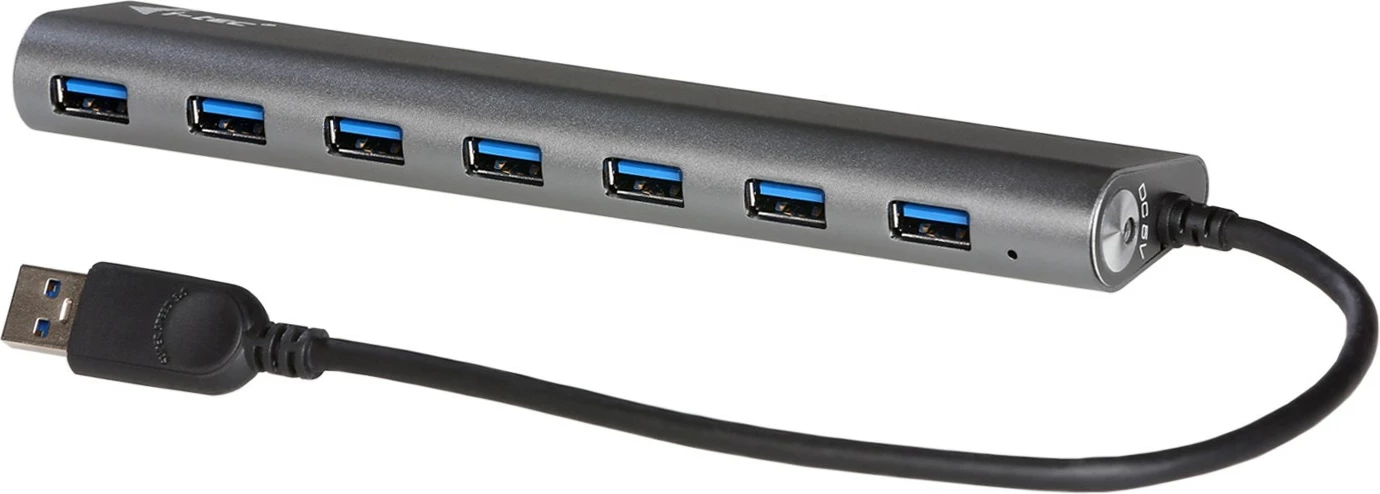 USB hub z 7 vhodi, i-tec, kovinski, USB 3.0, 5 Gbps, srebrn