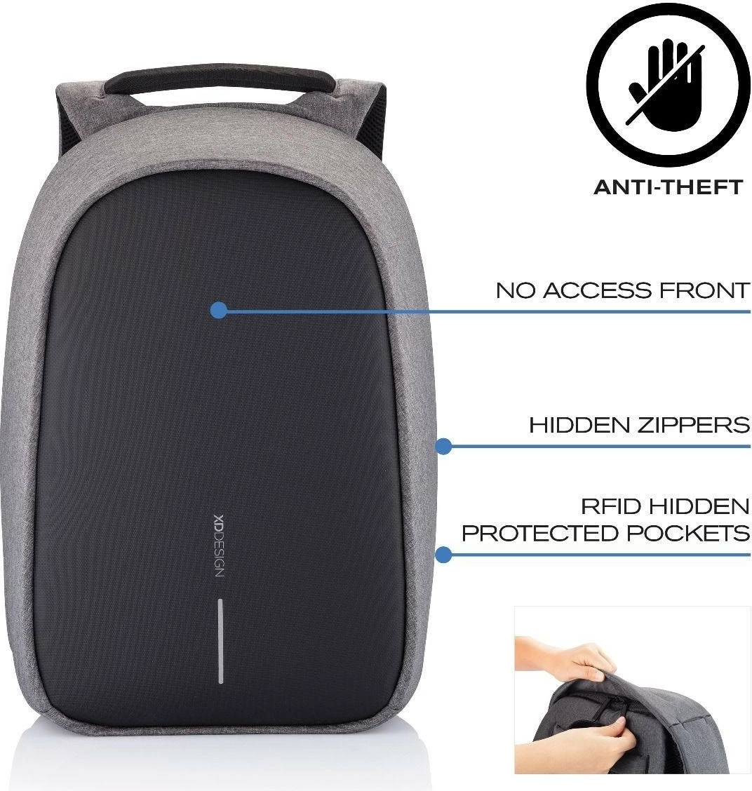 Nahrbtnik za prenosnik 15,6", 16 L, XD DESIGN BOBBY HERO REGULAR, siv