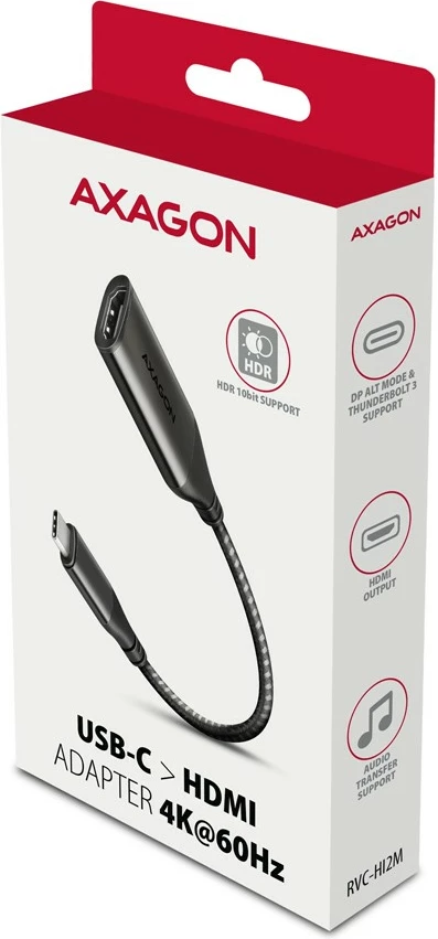 Aktivni adapter USB-C na HDMI 2.0, 25 cm, AXAGON RVC-HI2M, siv Aktivni adapter USB-C na HDMI 2.0, 25 cm, AXAGON RVC-HI2M, siv