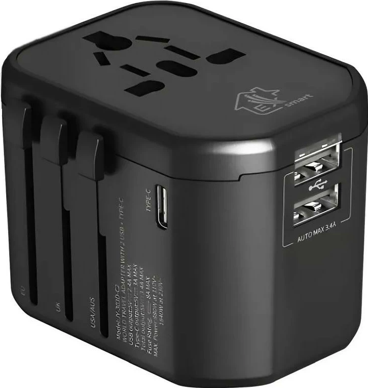 Adapter za potovanje Extralink Smart Life, USB-C USB-A, črn