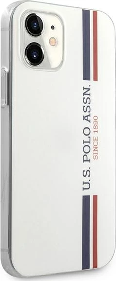 Ovitek za telefon za iPhone 12 mini (5,4"), Tricolor, bel, U.S. Polo Assn. USHCP12SPCUSSWH