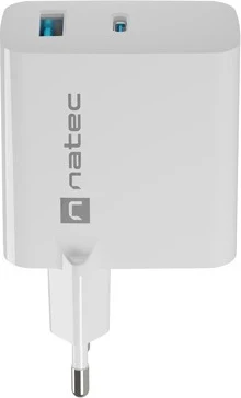 Polnilec GaN 45W z USB-A in USB-C, Natec Ribera, bel