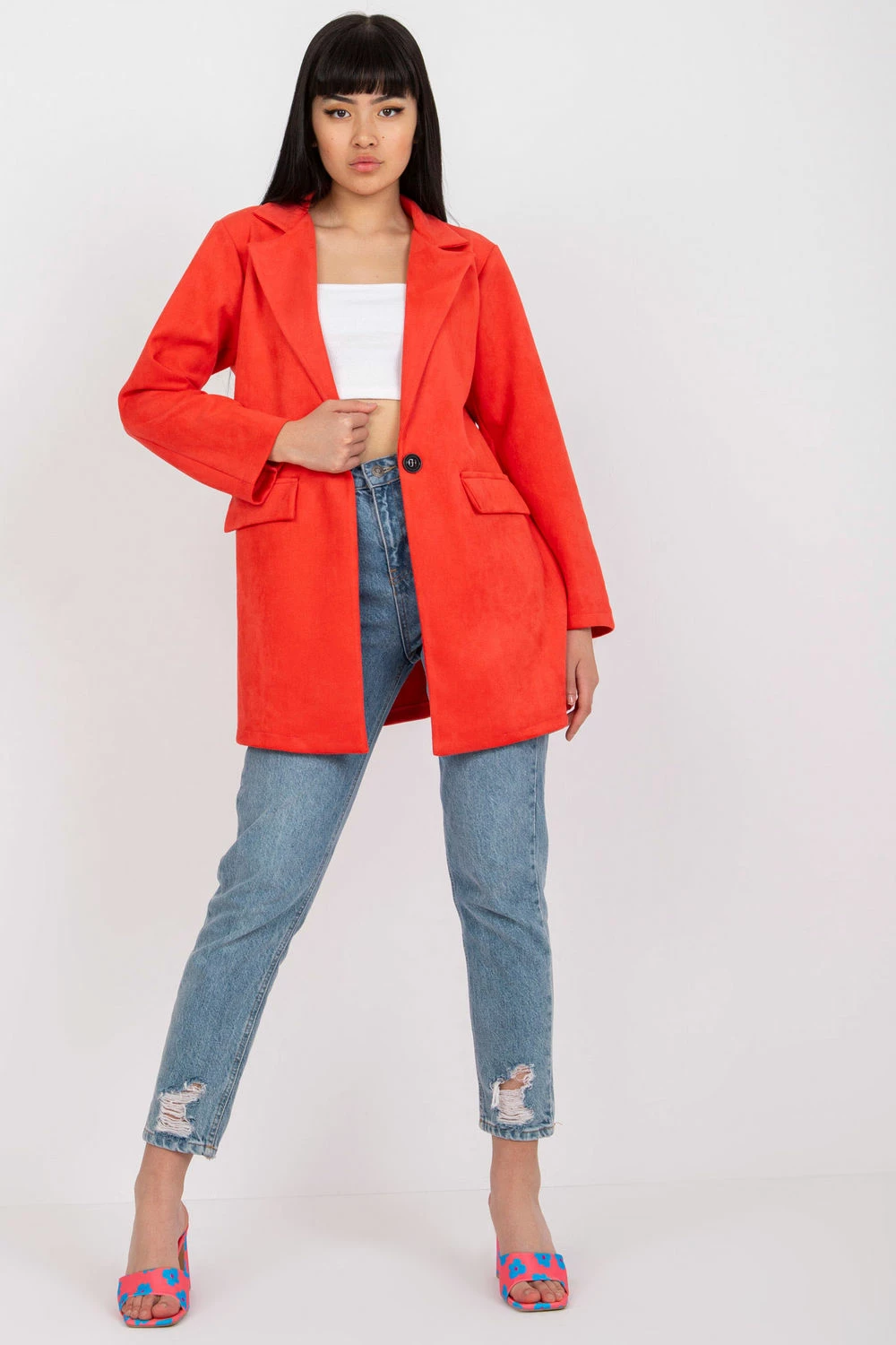 Jakna iz umetnega žameta Italy Moda 165397, rožnata