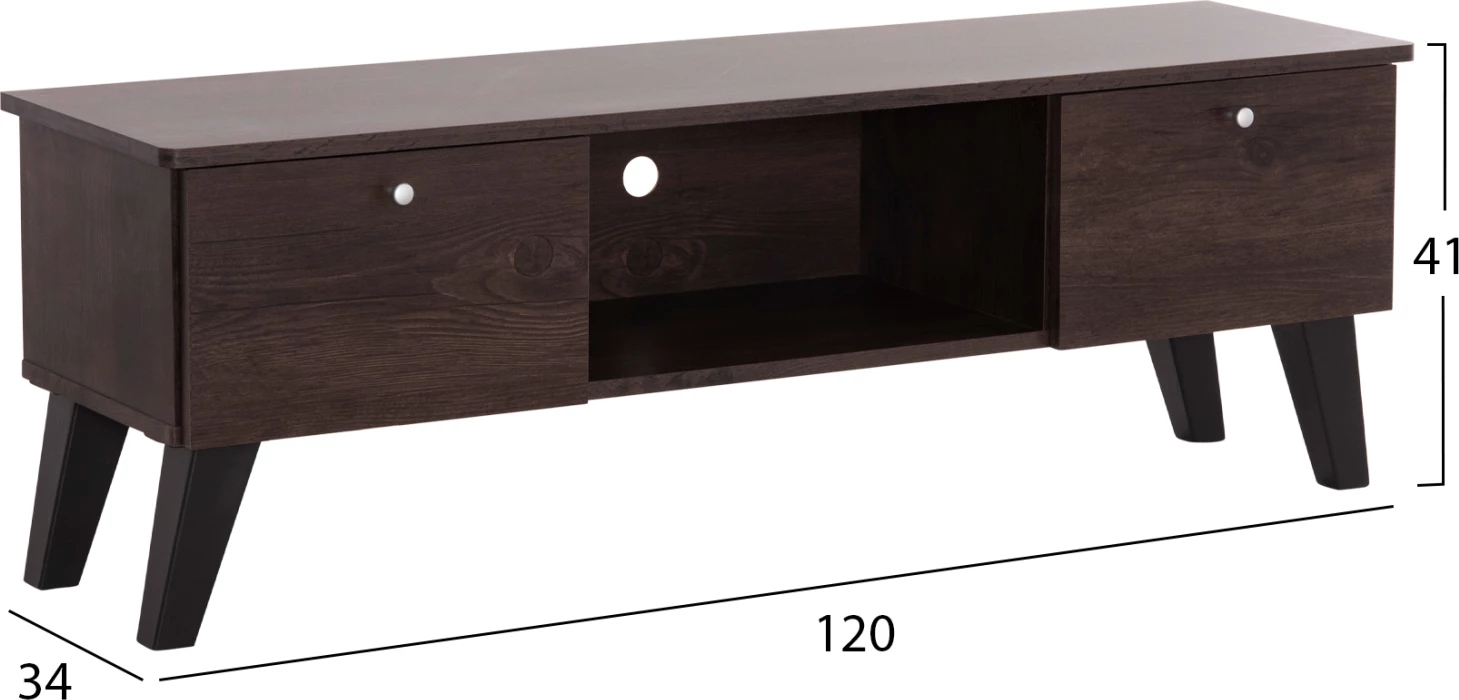 TV pohištvo IREN FH2481.02 melamin v orehu-črni barvi 120x32,5-34x41H cm