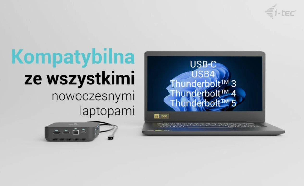 Docking postaja z univerzalnim polnilcem 100W i-tec C31TRIVIDPRO100W, črna