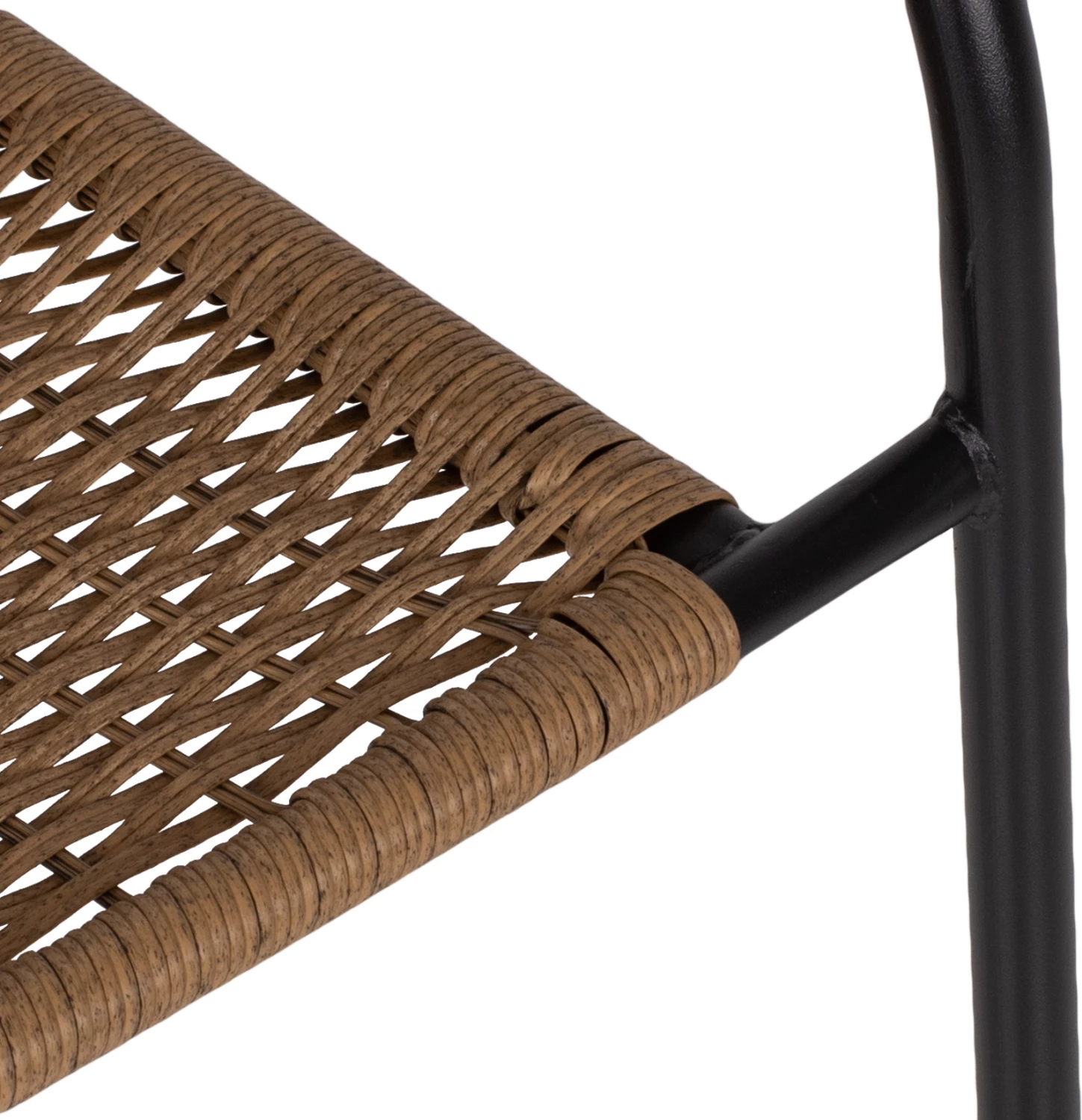 Stol CAMEL FH5015.04 kovinski okvir črn z ratanom v naravni barvi