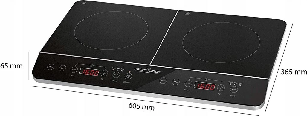 Indukcijska kuhalna plošča PROFI COOK PC-DKI 1067, 3500 W, 2 kuhališča, črna