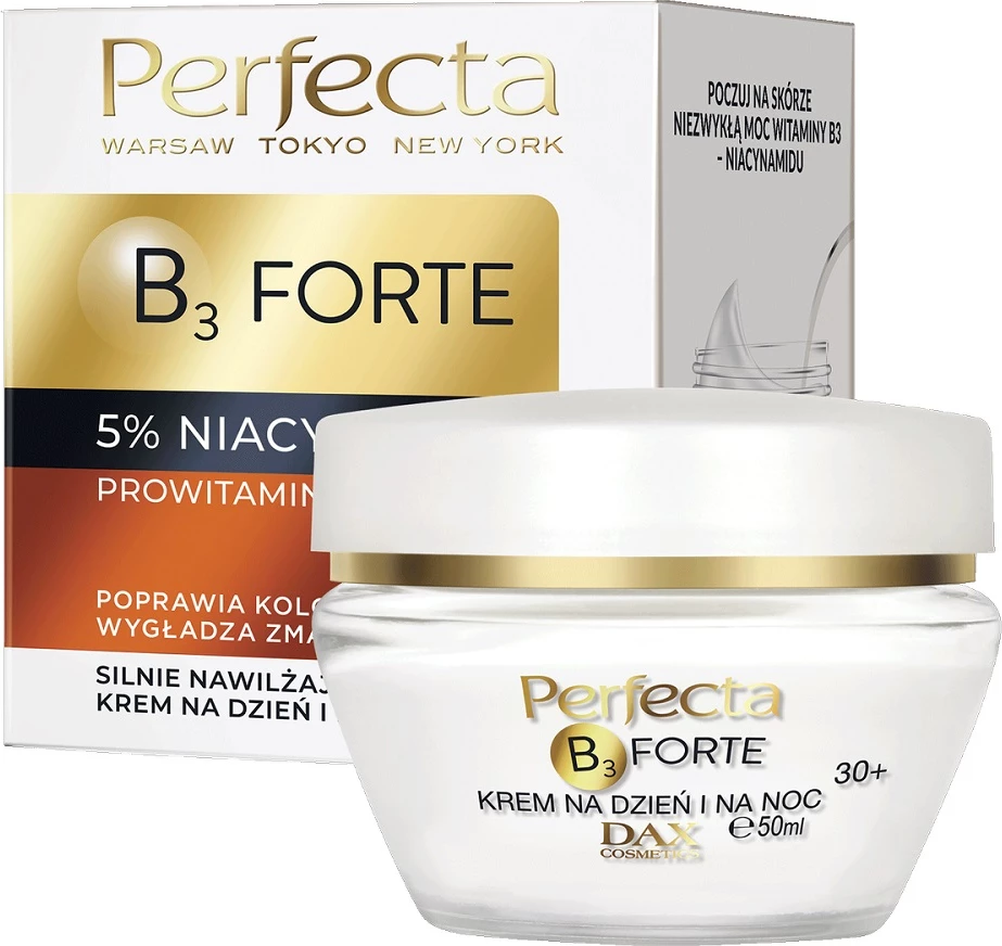 Intenzivno vlažilna dnevna in nočna krema za obraz za ženske Perfecta B3 Forte 30+, z 5% niacinamidom, 50 ml