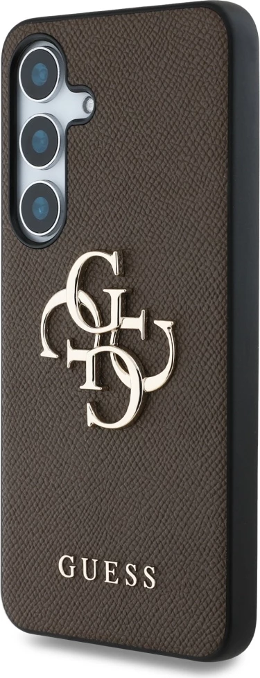 Zaščitni ovitek Guess Grained Big 4G Small Classic Logo za Samsung Galaxy S25 Plus, rjav