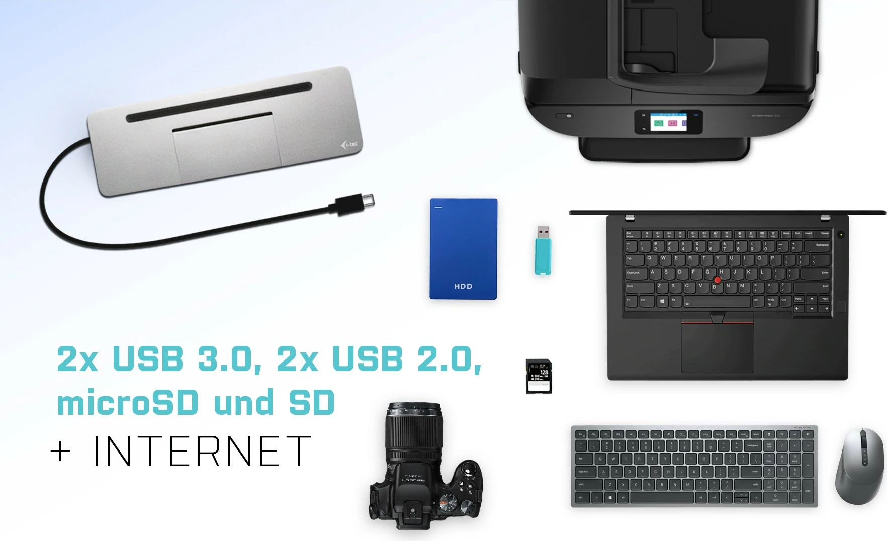 Ergonomska docking postaja i-tec Metal USB-C 4K, 3x zaslon, Power Delivery 85W, siva