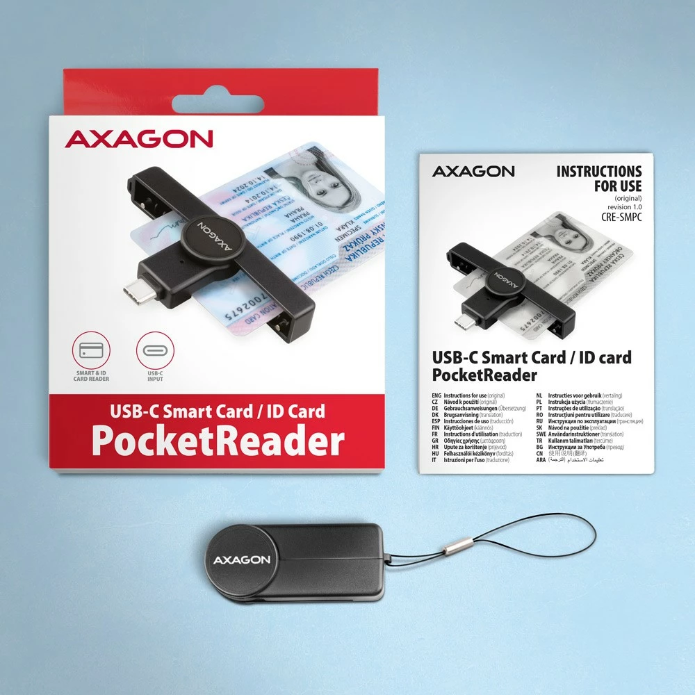 Pameten čitalec kartic AXAGON CRE-SMPC, USB-C, črn Pameten čitalec kartic AXAGON CRE-SMPC, USB-C, črn
