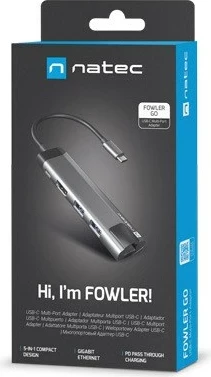 Multiport USB-hub, USB-C, HDMI, Natec, sivi