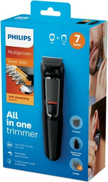 Trymer Multigroom, Philips Series 3000 MG3720/15, 7 v 1, črn Trymer Multigroom, Philips Series 3000 MG3720/15, 7 v 1, črn