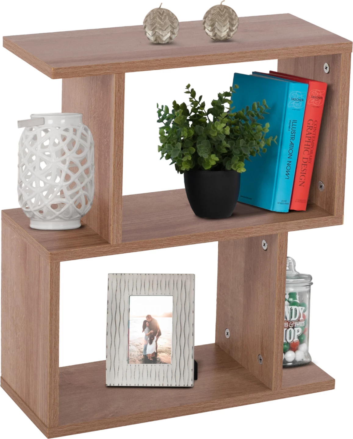 Pomožna miza AMABELLA FH8956.11 z odprtimi prostori za shranjevanje melamin v naravni barvi lesa 45x17x52Hcm