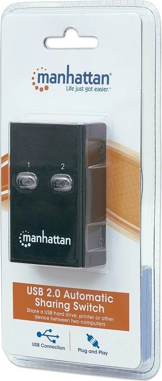 USB stikalnik Manhattan 162005, 2 PC - 1 USB, črn
