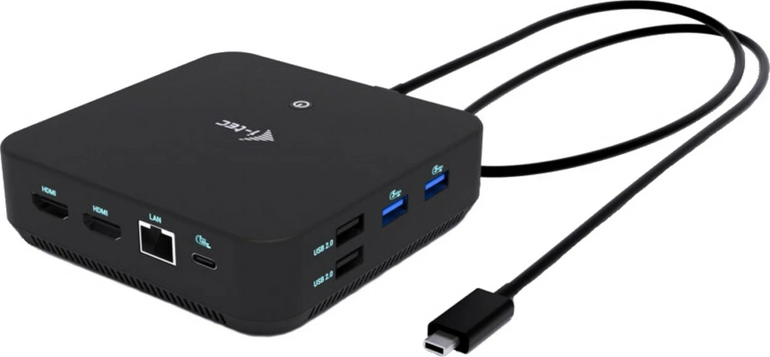 Univerzalna docking postaja i-tec USB-C DP Dual HDMI 4K 60Hz, 1x USB-C, 5x USB-A, Power Delivery 100W, LAN, audio, črna
