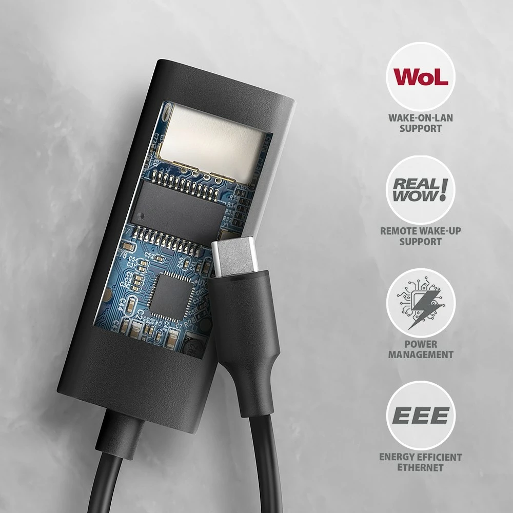 Omrežni adapter AXAGON ADE-ARC, USB-C 3.2 Gen 1 na Gigabit Ethernet, črn