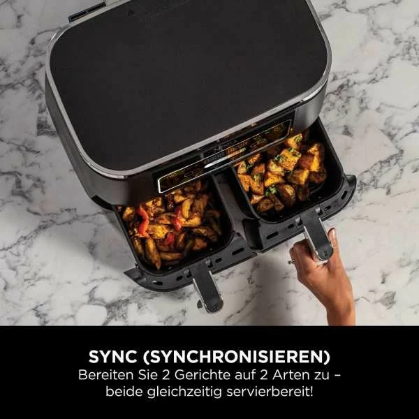 Air fryer Ninja Foodi AF200EU, 7,6 L, 2 košari, 2400 W, črn