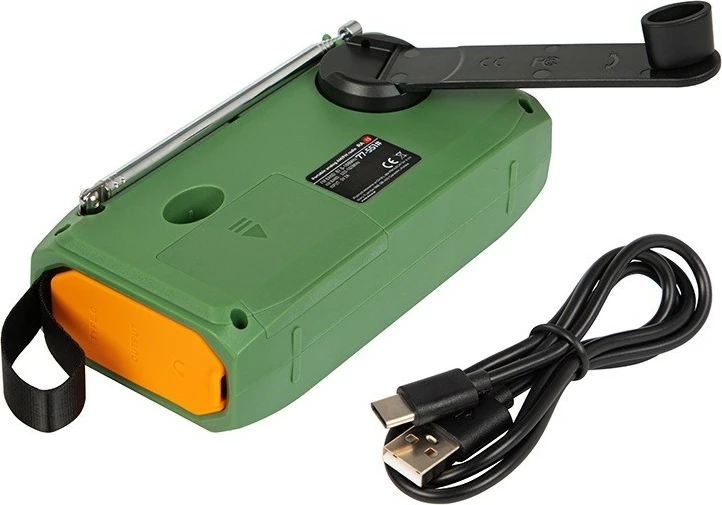 Prenosni radio AM/FM, sončno/ročni (kurbla), LED in SOS BLOW RA13, zelen/oranžen