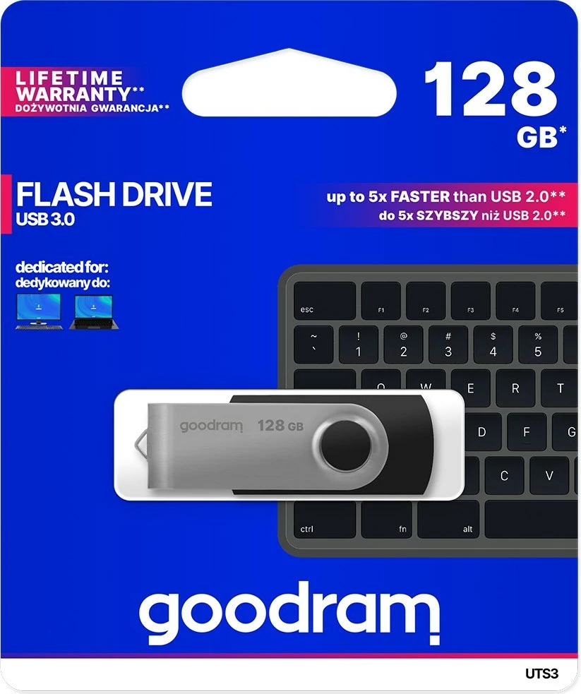 USB ključek Goodram UTS3, 128 GB, črn